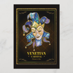 Invitación veneciana de la máscara de la acuarela