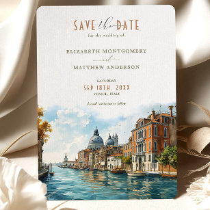 Invitación Venetian Elegance Waterfront Save-the-Date