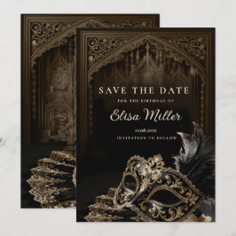 Invitación Venetian Gothic Masquerade Party Save the Date