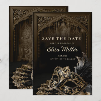 Invitación Venetian Gothic Masquerade Party Save the Date