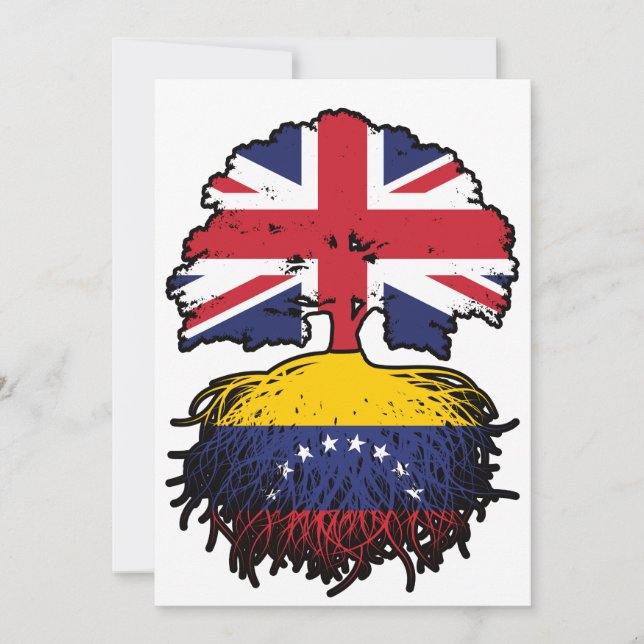 Invitación Venezuela: Árbol venezolano británico con bandera (Anverso)