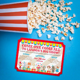 Invitación Vengan todos los cumpleaños del Circus Ticket