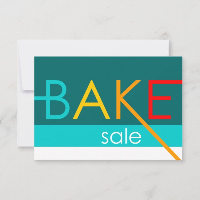 Invitación venta de pasteles (tipográfico) (Anverso)