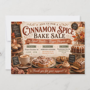 Invitación Venta de productos horneados con especias de canel