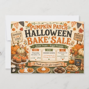 Invitación Venta de productos horneados de Halloween de otoño