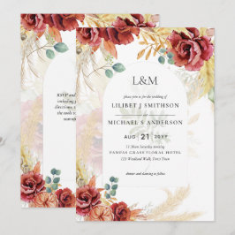 Invitación VENTA! Granja Boho Burgundy Gold Floral