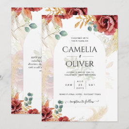 Invitación VENTA! Granja Boho Burgundy Gold Floral