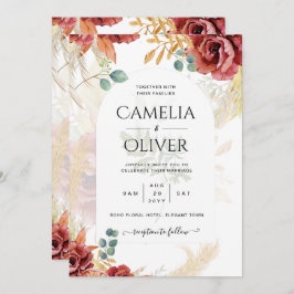 Invitación VENTA! Granja Boho Burgundy Gold Floral