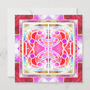 Invitación Ventana de Catedral de Vidrio Pintado en Rosa y Na