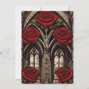 Invitación Ventana de la Catedral y Rosas Boda de Elegancia G
