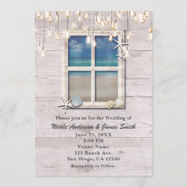 Invitación Ventana de Playa Tropical Elegante Boda Costera