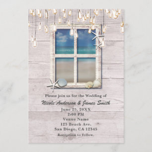 Invitación Ventana de Playa Tropical Elegante Boda Costera