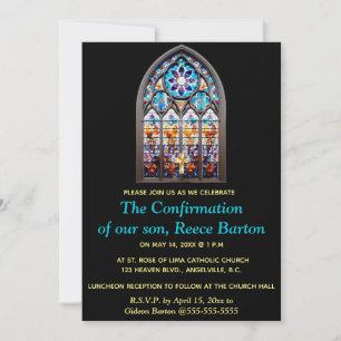 Invitación Ventana de Vidrio Emplomado de Evento Religioso Ed