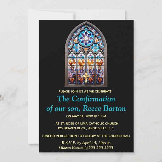 Invitación Ventana de Vidrio Emplomado de Evento Religioso Ed (Anverso)