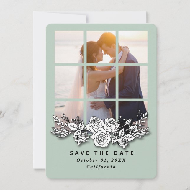 Invitación Ventana elegante con boda de imágenes Guardar la f (Anverso)