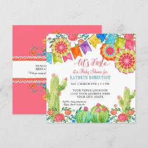 Invitación Ventilador de papel Chica Baby Shower de Square Fi