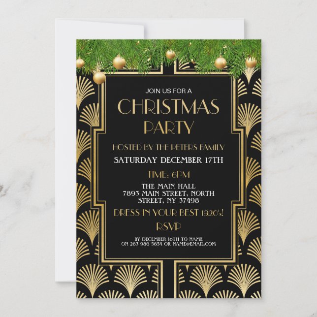 Invitación Ventilador Fiesta de oro de los Navidades de los a (Anverso)