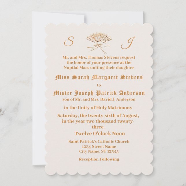 Invitación Ventilador victoriano monogramado (Anverso)