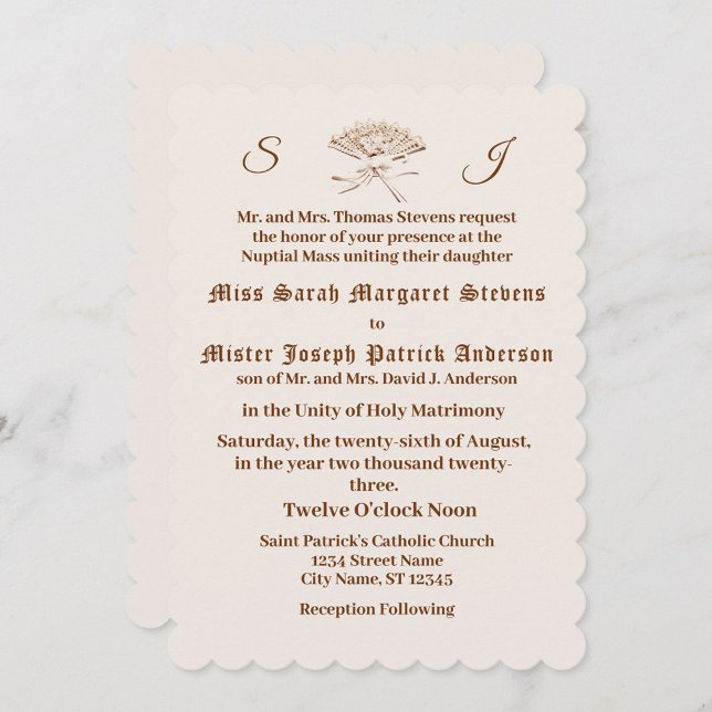 Invitación Ventilador victoriano monogramado (Subido por el creador)