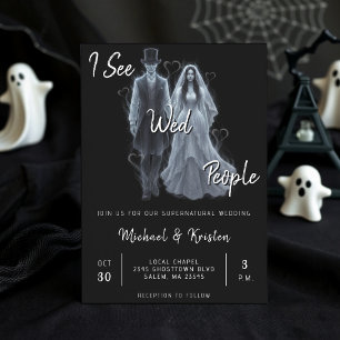 Invitación Veo A Wed People Gótico Fantasma Boda Halloween