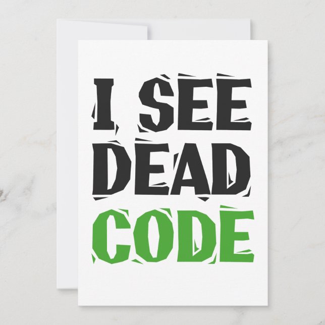 Invitación Veo código muerto, divertido programador regalo de (Anverso)