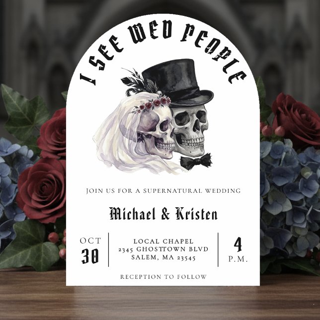 Invitación Veo Cráneos de Gente Casada Halloween Boda (Subido por el creador)