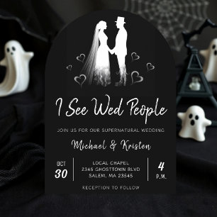 Invitación Veo gente casada Gótico Fantasma Boda de Halloween