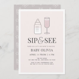 Invitación Ver Baby Shower rosa de la botella de champán