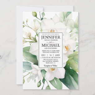Invitación VER Boda de orquídeas blancas en uno