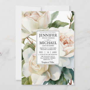 Invitación VER Boda de rosas blancas todo en uno