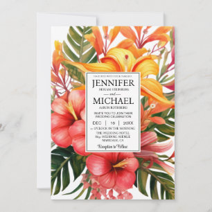 Invitación VER Boda floral tropical todo en uno
