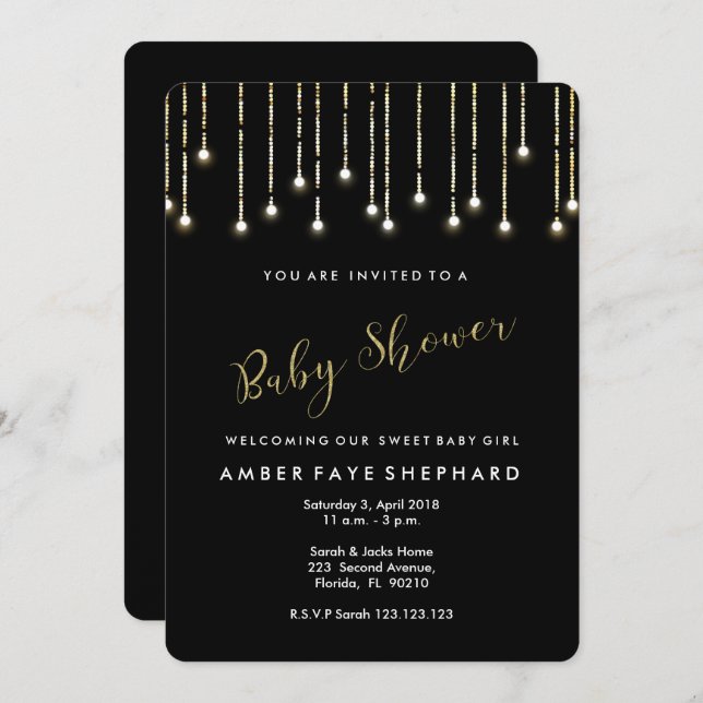 Invitación Ver e invitar, recién nacido, fiesta de bienvenida (Anverso / Reverso)