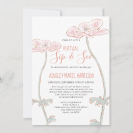 Invitación Ver Rubor Pink Baby Girl Virtual Baby Shower