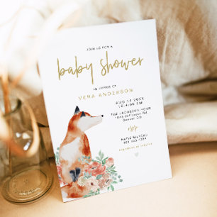 Invitación VERA Greenery & Terracotta Floral Fox Baby Shower