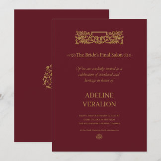 Invitación VerAlion | Burgundy & Gold Elegant Despedida de So