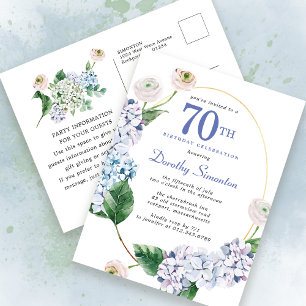 Invitación veraniega de cumpleaños 70 de Hydrangea