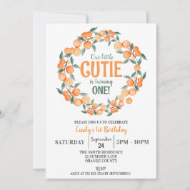 Invitación Verano 1º cumpleaños, Naranjas de la corona de cít