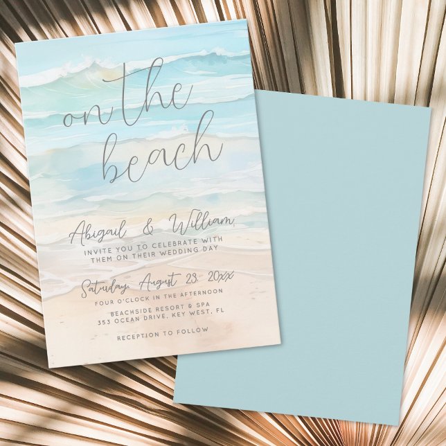 Invitación Verano acuarela En La Boda De La Playa (Watercolor Summer On The Beach Wedding Invitation )