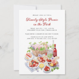 Invitación Verano acuarela estilo familia Reunión de picnic