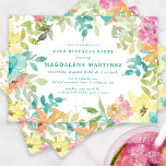 Invitación Verano acuarela Floral 60 cumpleaños fiesta<br><div class="desc">Novedades para el verano 2024. Las acuarelas florales de verano modernas y coloridas presentan flores rosas, turquesas, azules, amarillas y naranjas. Forman moda rústica, boho, marco botánico alrededor de los detalles de tu fiesta de cumpleaños. Una pizca de purpurina de oro añade algo de brillo y un toque femenino. Este...</div>