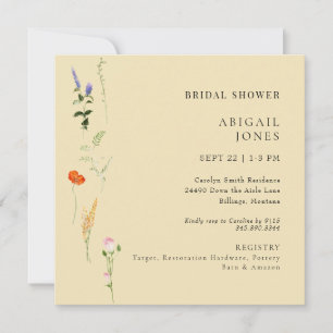 Invitación Verano acuarela Floral Amarillo ducha de novia
