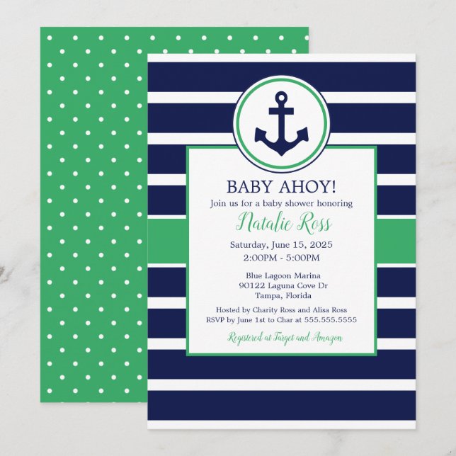 Invitación ¡Verano Ahoy! Baby Shower (Anverso / Reverso)