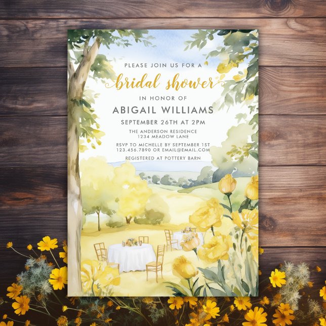 Invitación Verano Amarillo País Floral Picnic Ducha de Novias (Subido por el creador)