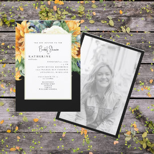 Invitación Verano atrevido Girasol Negro Foto En Bridal Showe
