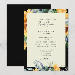 Invitación Verano audaz girasol negro y crema ducha de novia
