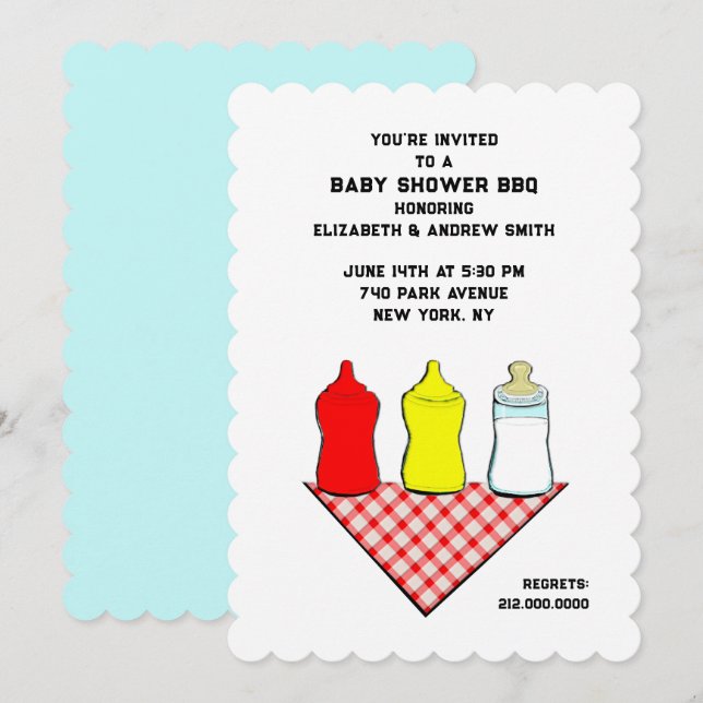 Invitación Verano Baby Shower BBQ (Anverso / Reverso)