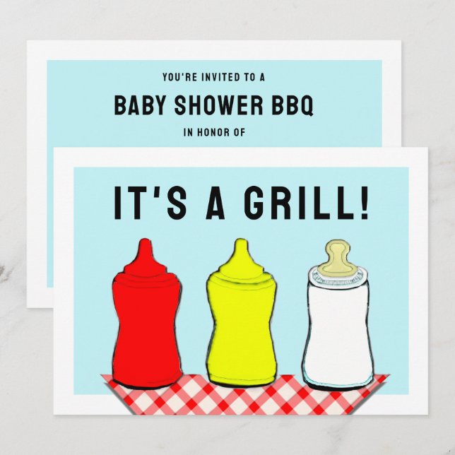 Invitación Verano Baby Shower BBQ (Anverso / Reverso)