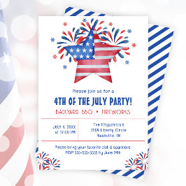 Invitación Verano Backyard BBQ 4 De Julio Fiesta