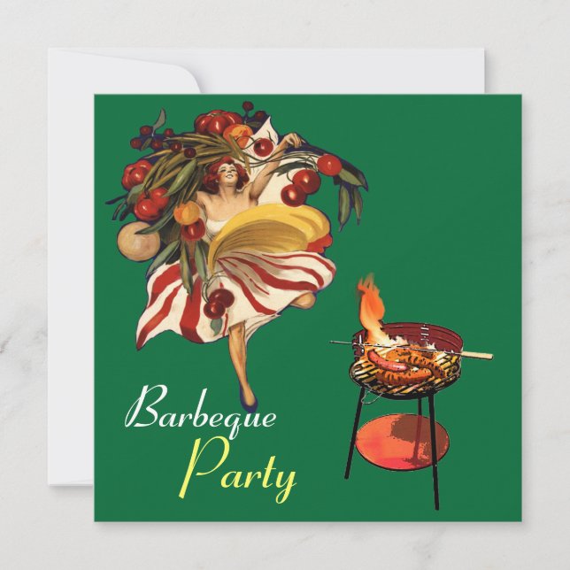 INVITACIÓN VERANO BARBEQUE FIESTA BAILE , COCINA ITALIANA (Anverso)