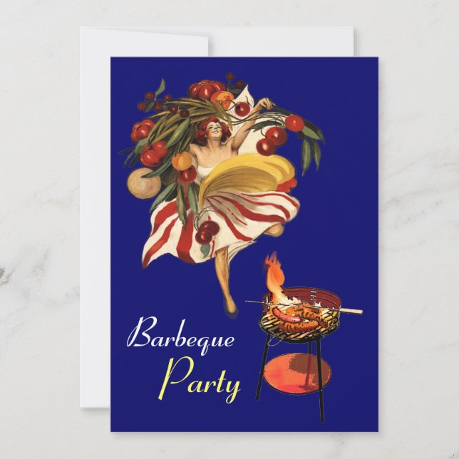 INVITACIÓN VERANO BARBEQUE FIESTA BAILE , COCINA ITALIANA (Anverso)